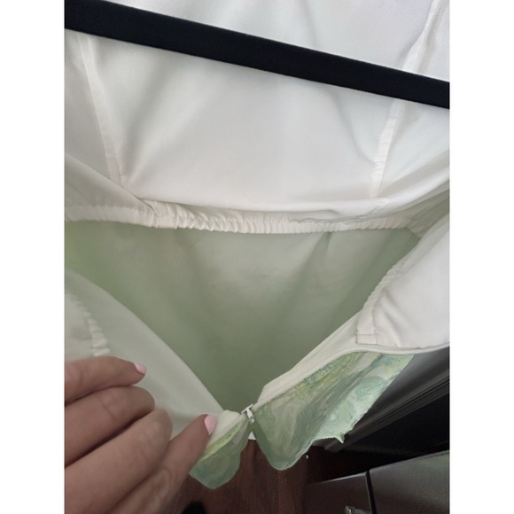 Sail to Sable STS Strapless Empire Silk Dress Green White Paisley Flowy Prom - Picture 8 of 14